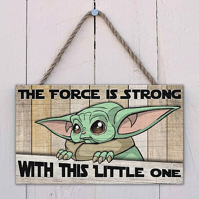 Alternative view of Yoda The Force Is Strong with This Little One Decorative Wooden Door Sign - Funny Door Sign