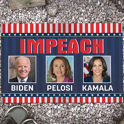 Impeach Biden Kamala Harris Nancy Pelosi Indoor Doormat - Anti Biden Is Not My President Outdoor Doormat