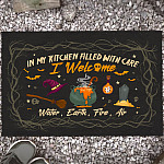 In My Kitchen Filled With Care I Welcome Water Earth Fire Air Witch House Doormat - Kitchen Indoor Doormat