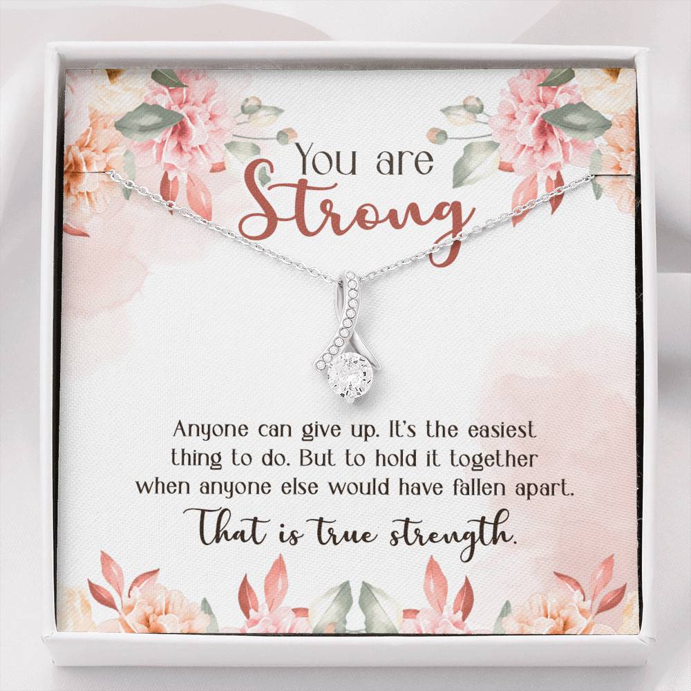 You Are Strong Survivor Alluring Beauty Necklace - Cancer Recovery Affirmation Jewelry Encouragement Gifts - Alluring Beauty Necklace