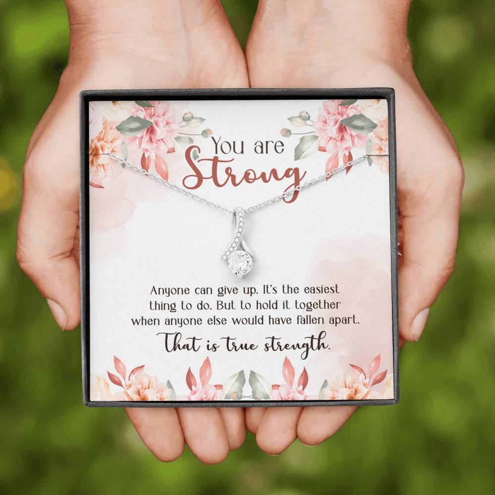 You Are Strong Survivor Alluring Beauty Necklace - Cancer Recovery Affirmation Jewelry Encouragement Gifts