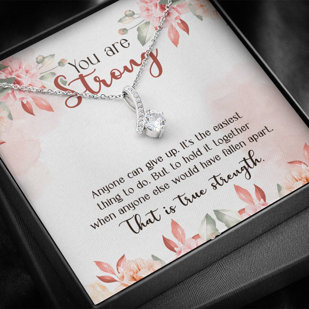 You Are Strong Survivor Alluring Beauty Necklace - Cancer Recovery Affirmation Jewelry Encouragement Gifts