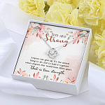 You Are Strong Survivor Love Knot Necklace - Cancer Recovery Affirmation Jewelry Encouragement Gifts