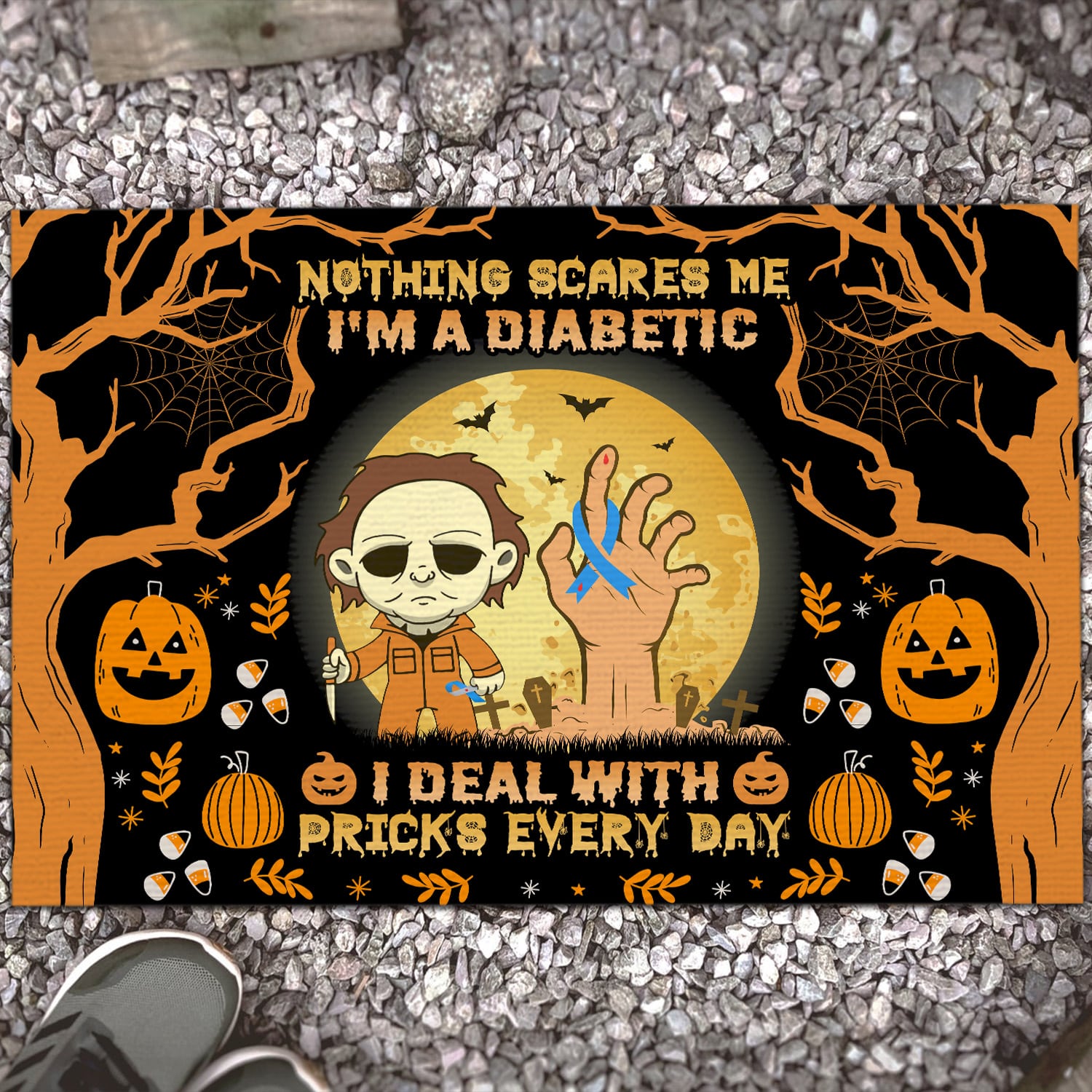 5KT. Nothing Scares Me Diabetic Doormat (3) Doormat mockup 13