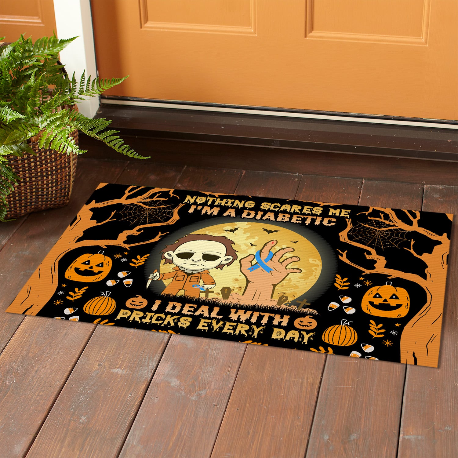 5KT. Nothing Scares Me Diabetic Doormat (3) Doormat mockup 1