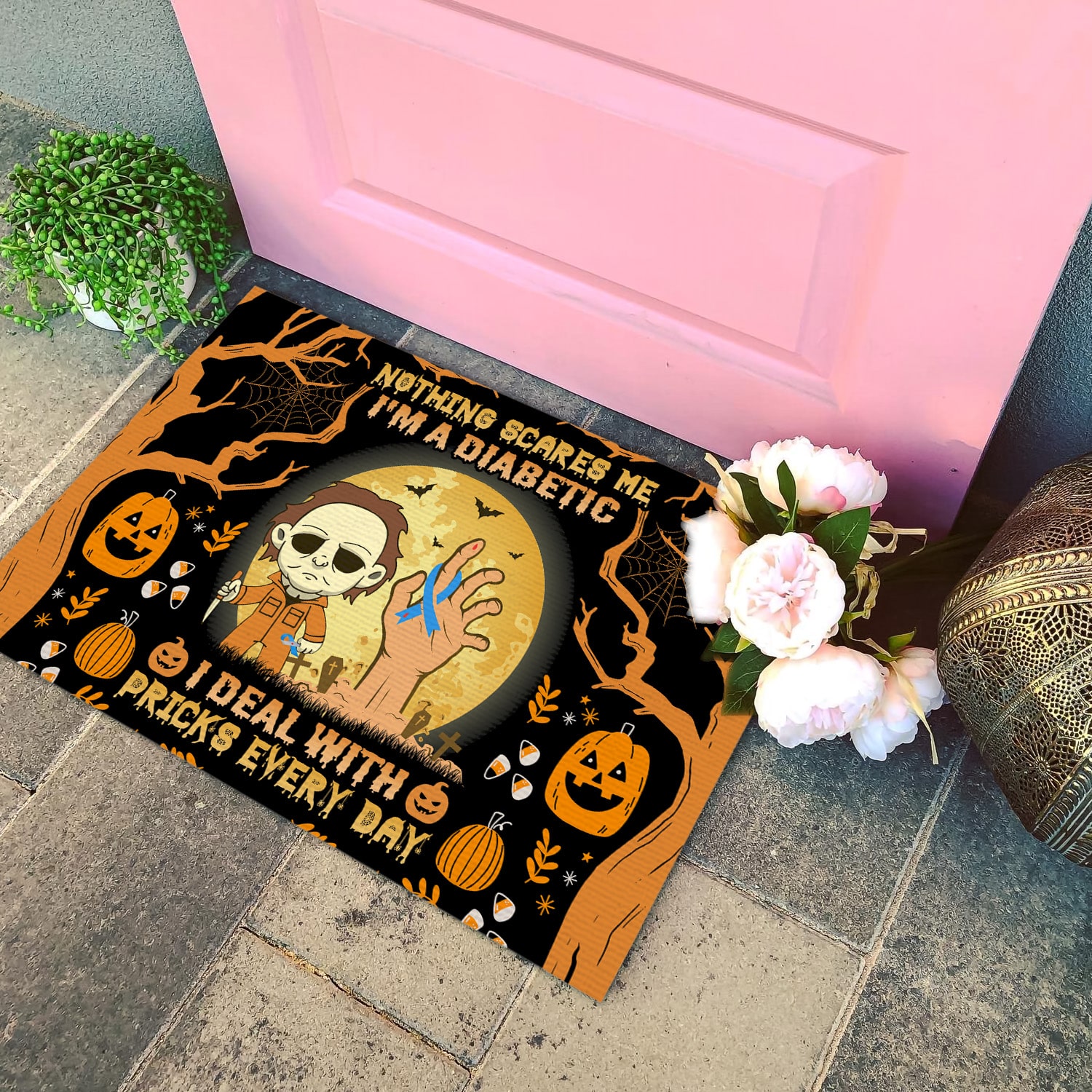 5KT. Nothing Scares Me Diabetic Doormat (3) Doormat mockup 4
