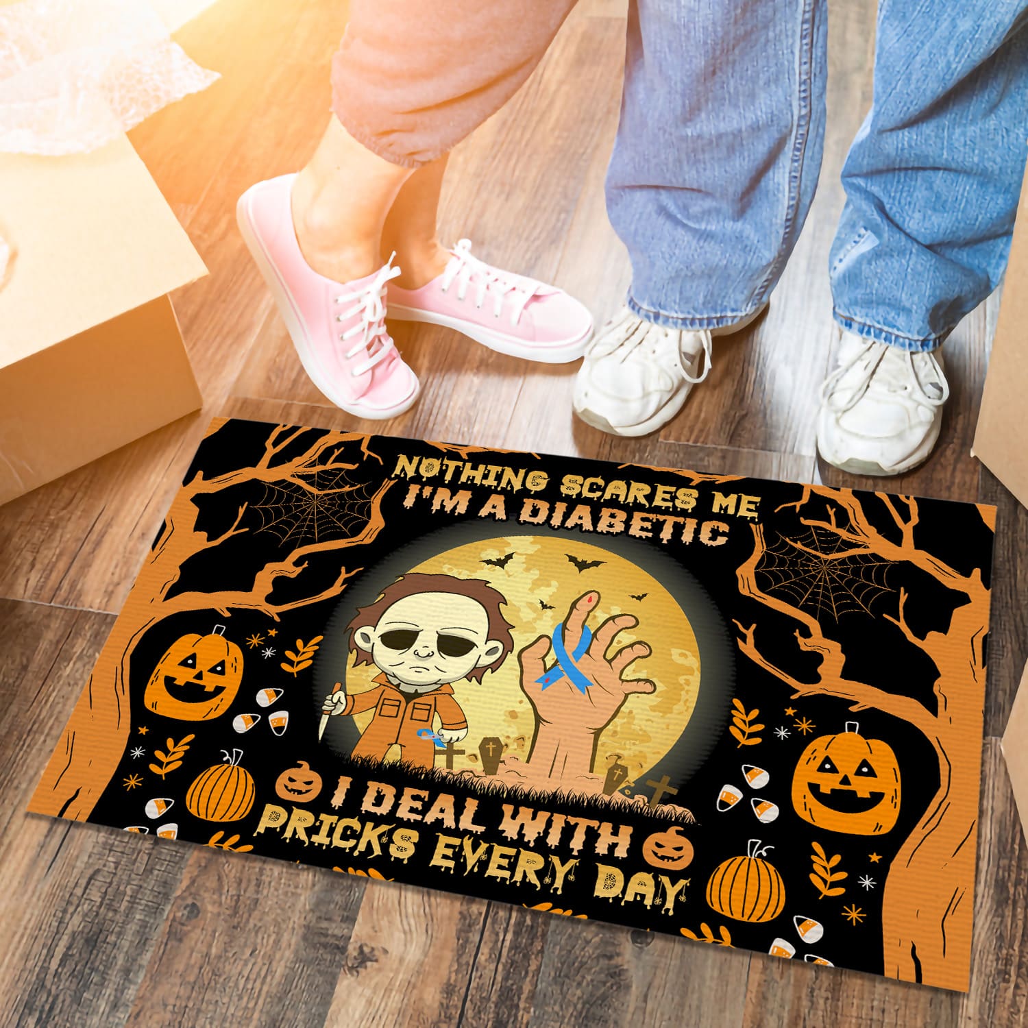 5KT. Nothing Scares Me Diabetic Doormat (3) Doormat mockup 6