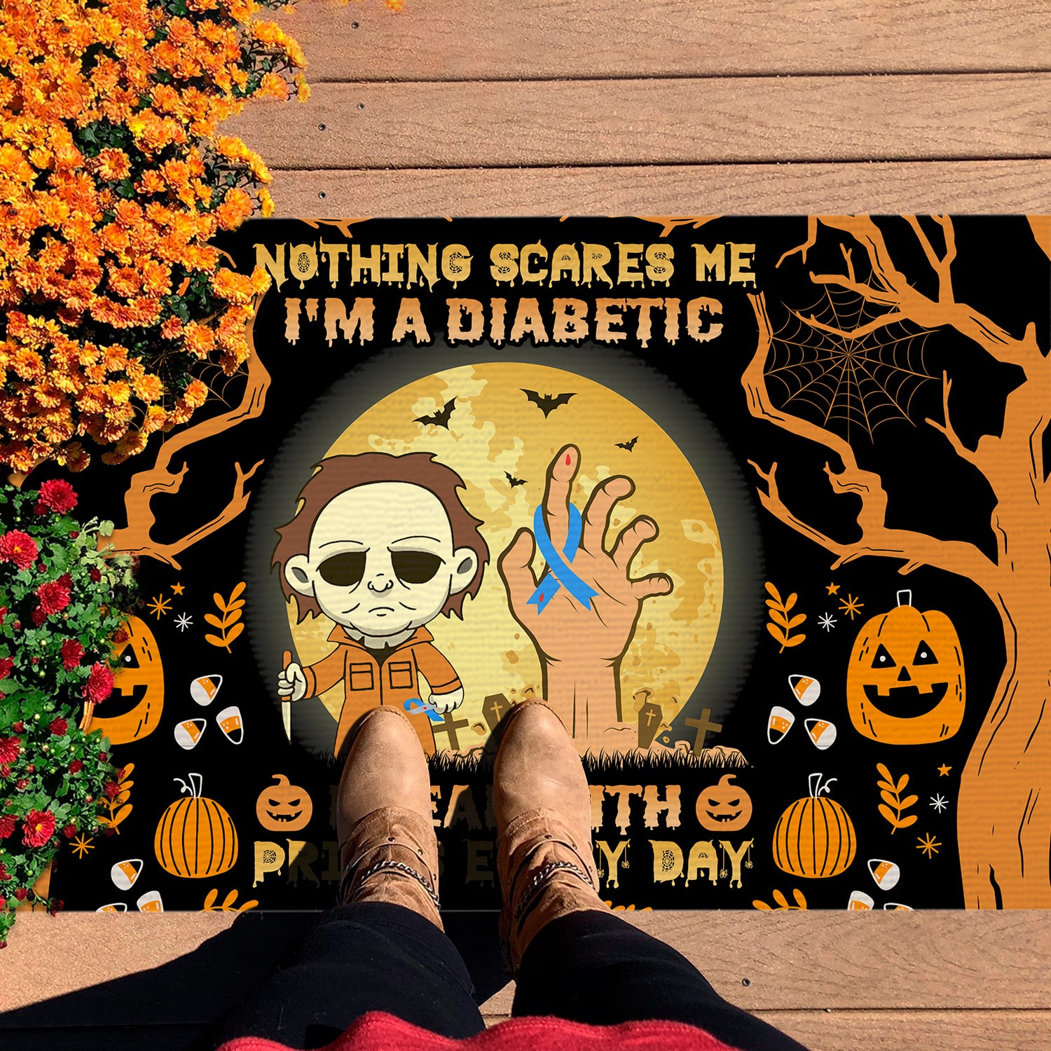5KT. Nothing Scares Me Diabetic Doormat (3) Doormat mockup 7