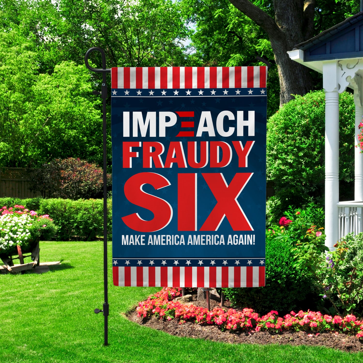 5KT. Impeach Fraudy Six Biden-30x40 Garden Flag Mockup 2