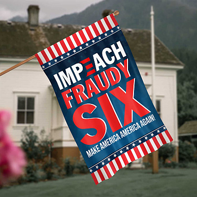 Funny Anti Biden Impeach Creepy Biden Fraudy Six 46 Decorative Outdoor Flag - Clean Up On Aisle 46 Anti Biden Garden House Wall Flag