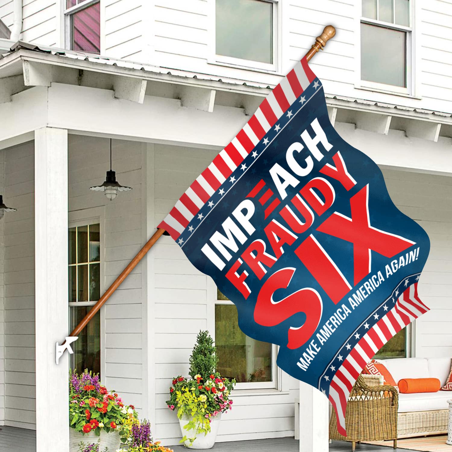 5KT. Impeach Fraudy Six Biden-30x40 House Flag Mockup 7