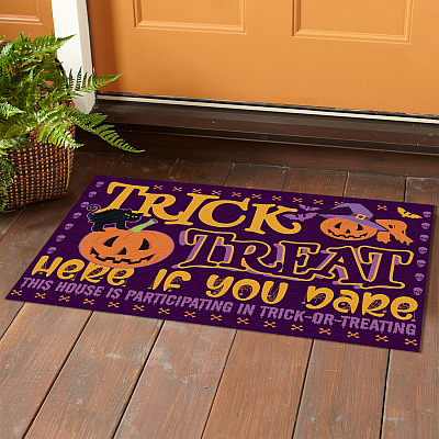 Alternative view of Trick or Treat Here if You Dare This House Is Participating in Trick or Treating Decorative Doormat - Halloween Outdoor Indoor Doormat