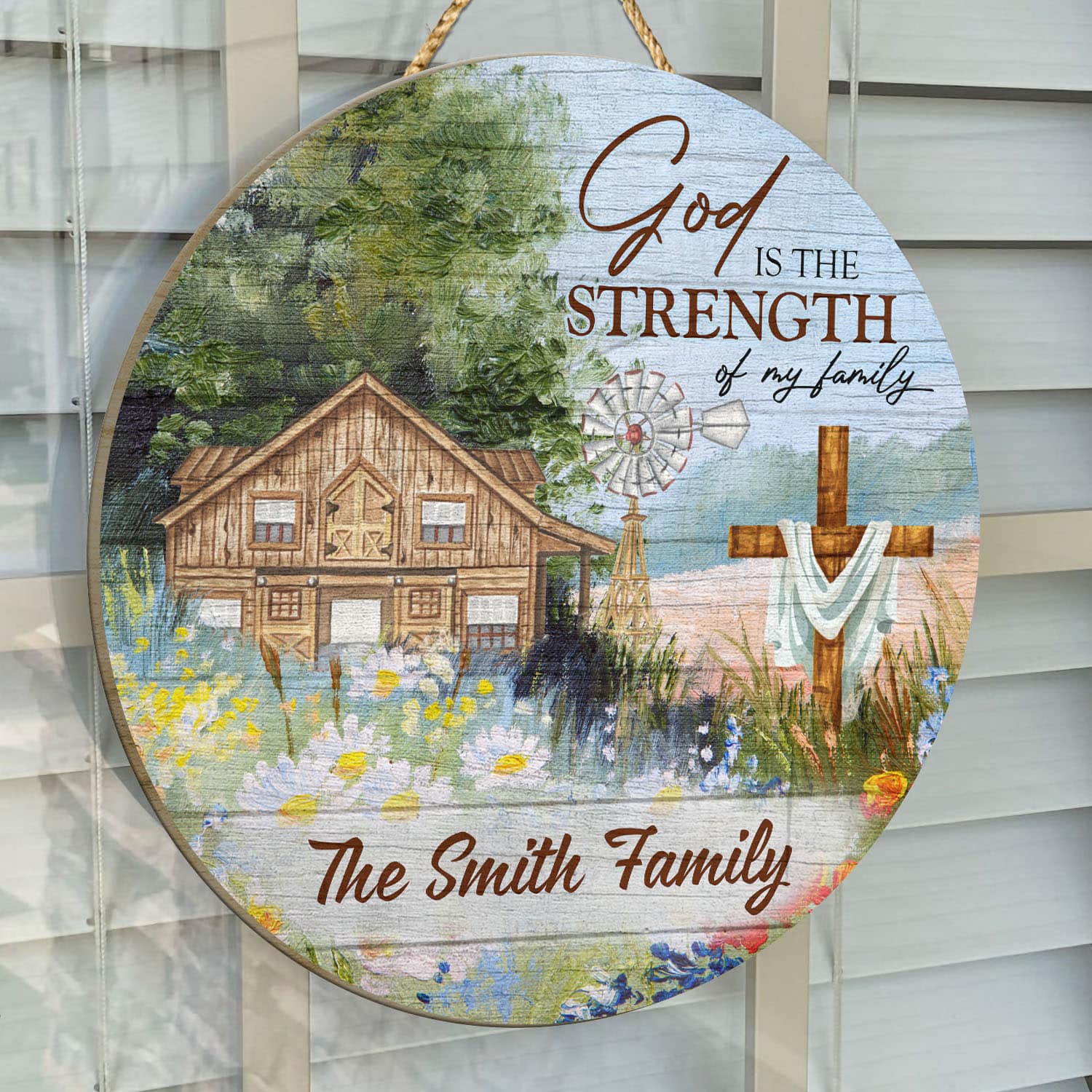 1O. God Is The Strength - sample design Door Sign Mockup 14