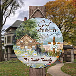 1O. God Is The Strength - sample design Door Sign Mockup 3