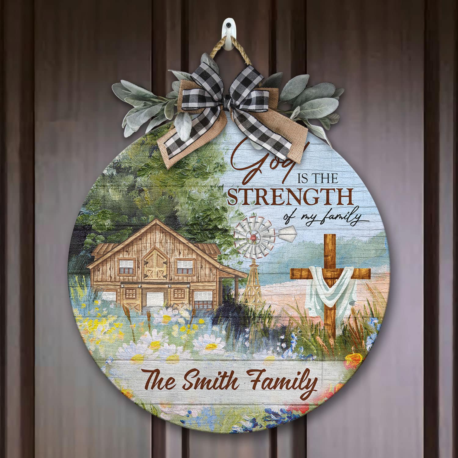 1O. God Is The Strength - sample design Door Sign Mockup 7