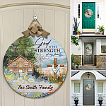 1O. God Is The Strength - sample design Door Sign Mockup 12