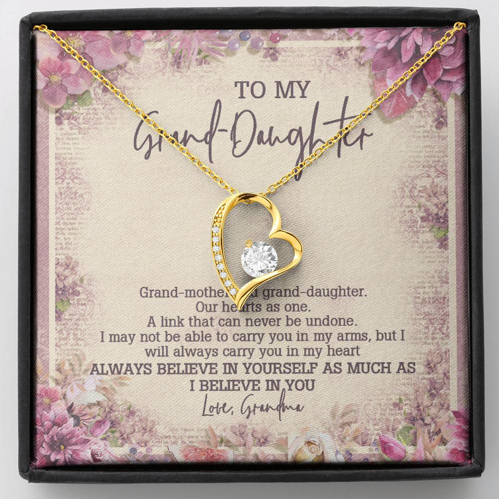 From Grandma To My Granddaughter A Link That Can Never Be Undone Forever Love Heart Pendant Necklace - Forever Love Necklace (18K Yellow Gold)