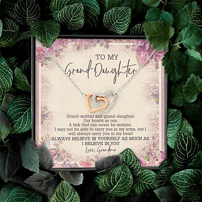 From Grandma To My Granddaughter A Link That Can Never Be Undone Interlocking Hearts Pendant Necklace