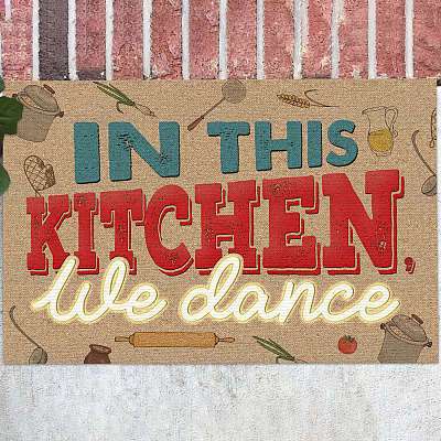 In This Kitchen We Dance Indoor Outdoor Doormat - Kitchen Door Mat