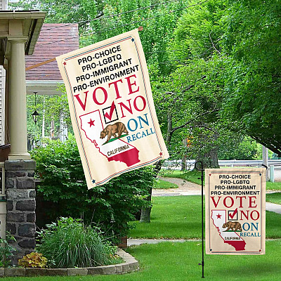 Alternative view of Vote No On Recall Keep Gavin Newsom Flag - Recall Gavin Newsom California Governor Garden Flag - House Flag