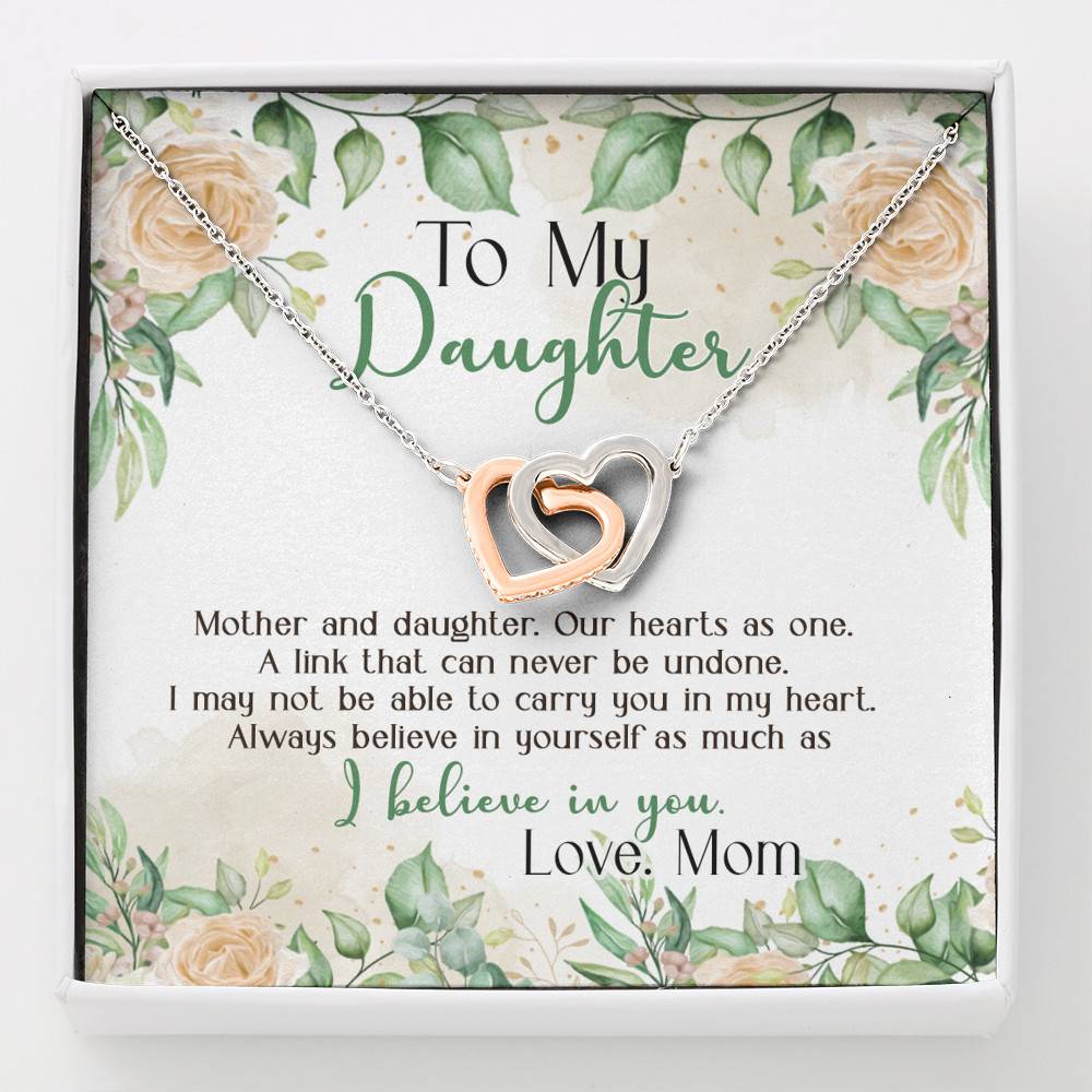Gifts From Mom to My Daughter Mother and Daughter Our Heart as One Interlocking Hearts Pendant Necklace - Interlocking Hearts Necklace