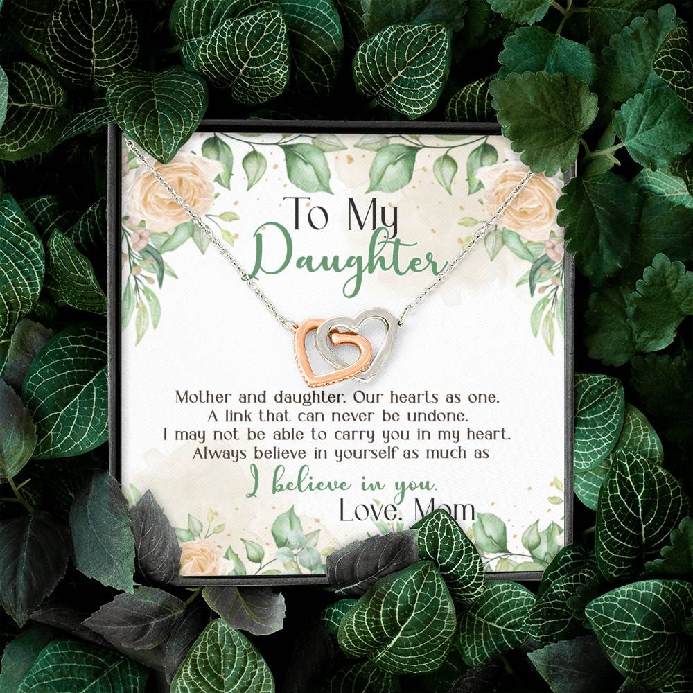 Gifts From Mom to My Daughter Mother and Daughter Our Heart as One Interlocking Hearts Pendant Necklace