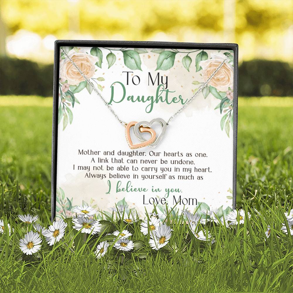 Gifts From Mom to My Daughter Mother and Daughter Our Heart as One Interlocking Hearts Pendant Necklace