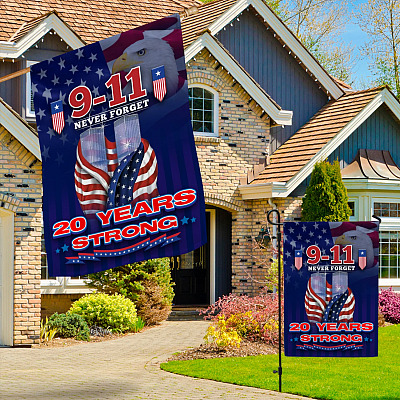 Alternative view of Never Forget 9/11 20th Anniversary Garden Flag - House Flag - Wall Flag - 9-11 Memorial Flag