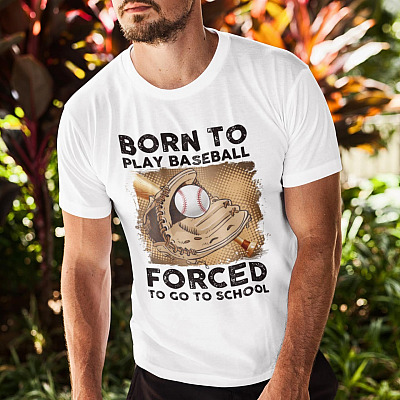 Alternative view of Born to Play Baseball Forced to Go to School T-Shirt - V-Neck Tee - Baseball T Shirt
