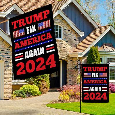 Alternative view of Trump Fix America Again 2024 Garden Flag - House Flag - Wall Flag - Anti Biden Pro Trump Flag