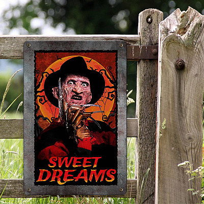 Alternative view of Freddy Krueger Sweet Dream Vintage Metal Tin Sign - Halloween Horror Movie Character Indoor Outdoor Decoration