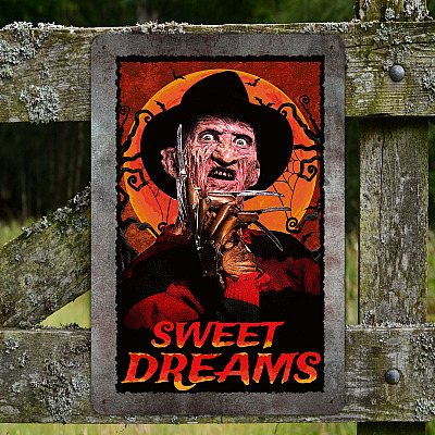 Freddy Krueger Sweet Dream Vintage Metal Tin Sign - Halloween Horror Movie Character Indoor Outdoor Decoration