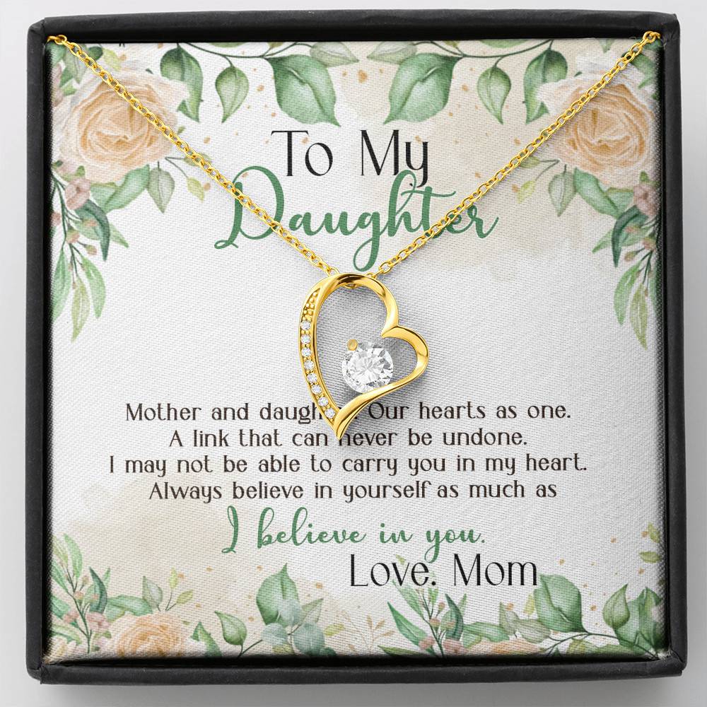 Gifts From Mom to My Daughter Mother and Daughter Our Heart as One Forever Love Pendant Necklace - Forever Love Necklace (18K Yellow Gold)