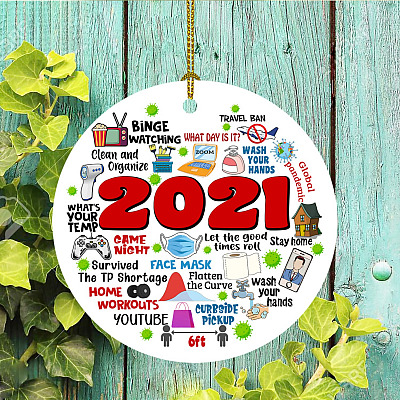 Alternative view of 2021 Year in Review Survive the TP Shortage Decorative Christmas Ornament Keepsake - Holiday Flat Circle Ornament