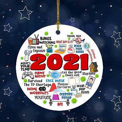 2021 Year in Review Survive the TP Shortage Decorative Christmas Ornament Keepsake - Holiday Flat Circle Ornament