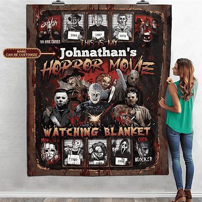Alternative view of Custom Name This Is My Horror Movie Watching Blanket Fleece Blanket - Mink Sherpa Blanket - Woven Blanket