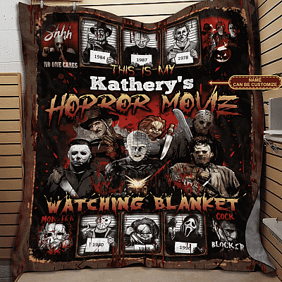 Custom Name This Is My Horror Movie Watching Blanket Fleece Blanket - Mink Sherpa Blanket - Woven Blanket