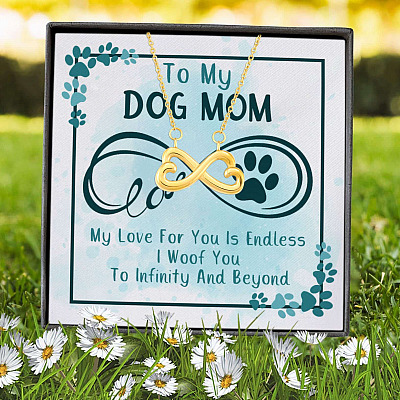Alternative view of To My Dog Mom My Love For You Is Endless I Woof You To Infinity And Beyond Infinity Heart Pendant Necklace