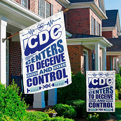 Alternative view of CDC Flag Centers to Deceive and Control Garden Flag - House Flag - Wall Flag