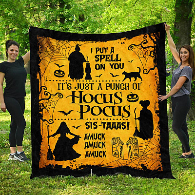 Sanderson Sisters Hocus Pocus Halloween Witches Blanket - It's Just a Bunch of Hocus Pocus Throw Blanket