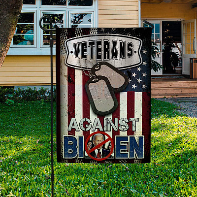 Alternative view of Veterans Against Biden Garden Flag - Anti Biden Is Not My President House Flag - Pro Trump Wall Flag