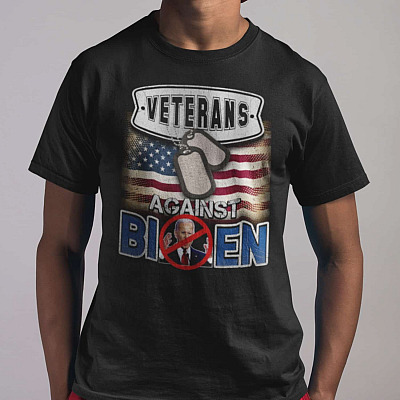Alternative view of Veterans Against Biden T-Shirt - Anti Biden Is Not My President V-Neck Tee