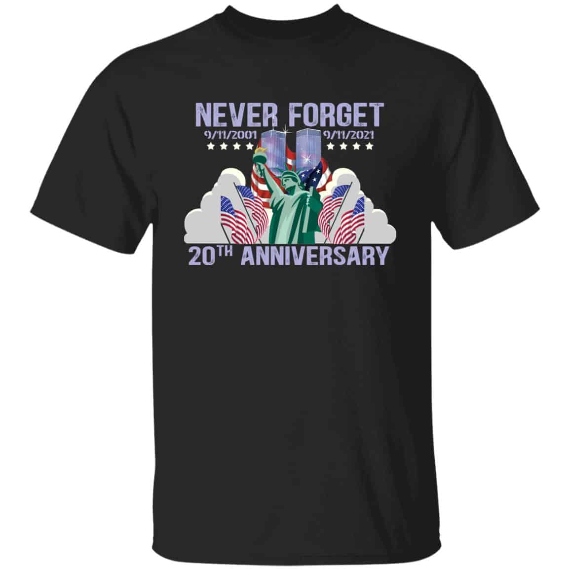 Never Forget 9/11/2001 Tshirt, Black, Unisex T-Shirt