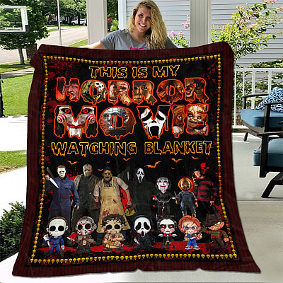 Alternative view of This Is My Horror Movie Watching Blanket - Funny Fleece Blanket - Mink Sherpa Blanket - Birthday Gifts for Women and Men