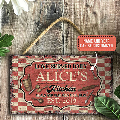 Alternative view of Personalized Kitchen Wall Decor Meals and Memories Made Here Decorative Wooden Door Sign