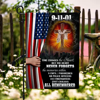 9/11 We Will Never Forget 343 Firefighters Garden Flag - House Flag - Wall Flag
