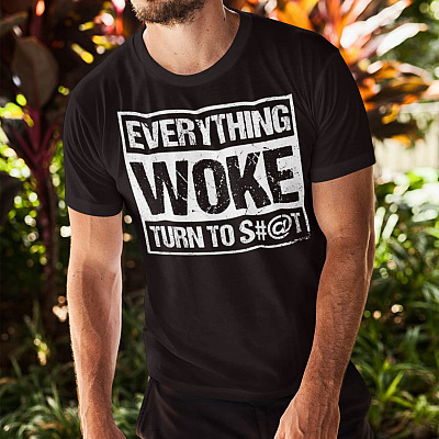 Alternative view of Everything Woke Turn To Shit Funny Donald Trump Campaign T-shirt - V-neck
