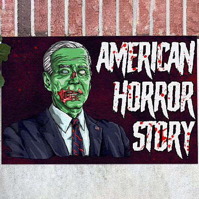 Biden Horror American Zombie Story Halloween Decorative Doormat - Halloween Biden Welcome Mat