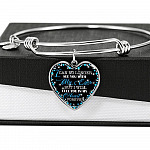 I Can No Longer See You with My Eyes but I Will Feel You in My Heart Forever Memorial Heart Pendant Necklace - Bangle