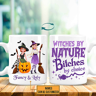 Alternative view of Personalized Witch Gift Witches by Nature Bitches by Choice Coffee Mug - Water Bottle